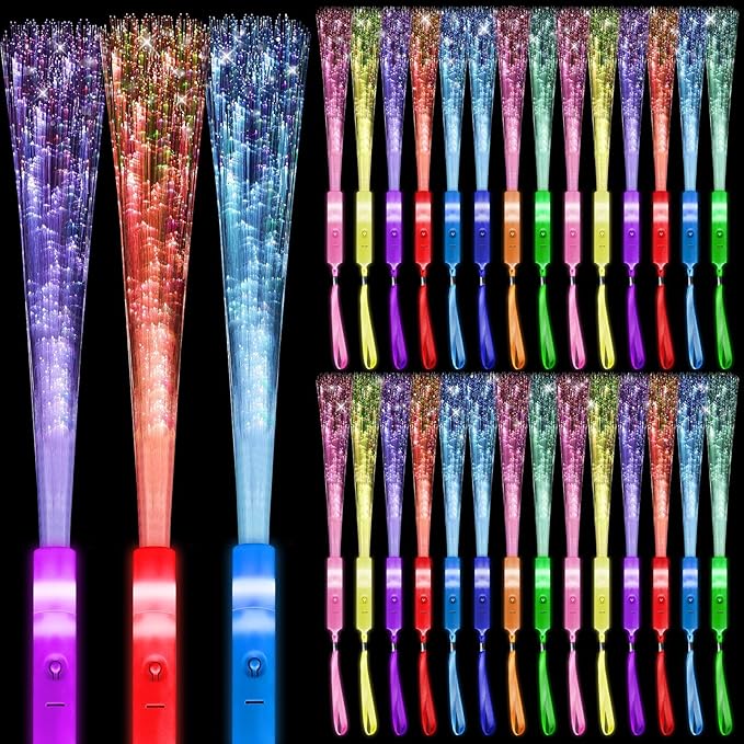 Oleitodh 128 Pack Multicolor Fiber Optic Wand Glow Wand LED Light Up Wand Bulk with 3 Flashing Models Flashing Sticks for Glow in The Dark Birthday Party Favor Wedding Halloween Christmas, 8 Colors