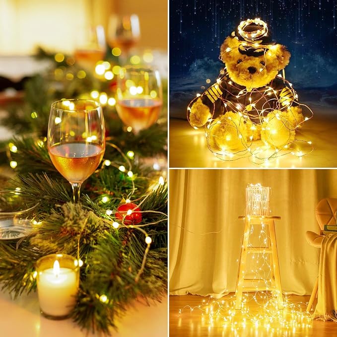 2 Pack Total 66FT 200LED Fairy Lights Battery Operated with Rmote, Waterproof Twinkle Lights with Timer Indoor Outdoor, Cuttable String Light for Bedroom, Classroom, Wedding, DIY, Christmas Decor