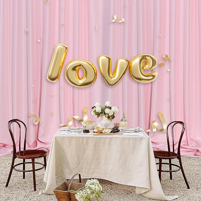 MEETSKY Pink Backdrop Curtain for Parties Valentine's Day Pink Photo Curtains with Rod Pockets Backdrop Drapes Privacy Fabric Decoration for Wedding Birthday Gril Party Home Decor, 5ft x 8ft, 2 Panels