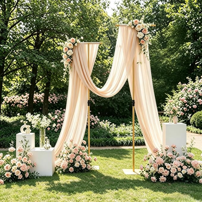 2pcs Heavy Duty Wedding Backdrop Stand for Party, Adjustable T-Shape Background Support 2.6-8FT for Wedding Arch, Birthday, Baby Shower, Events Decorations