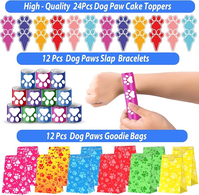 PLOUGVI 232Pcs Paw Print Party Favors Supplies Decorations for for Kids Birthday Blue Puppy Theme Birthday Party Favors Goodie Bag Stuffer Pinata Filler Birthday Gifts
