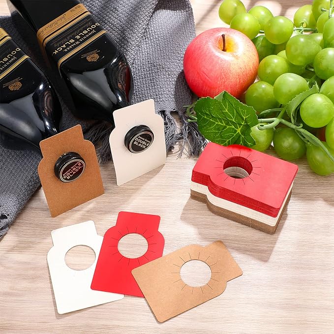 300 Pcs Wine Bottle Tags for Cellar Collection Reusable Wine Cellar Labels Hanging Double Sided Storage Racks Custom for Name, Year, Notes, Red White Brown, 2.25 x 3.5 Inch