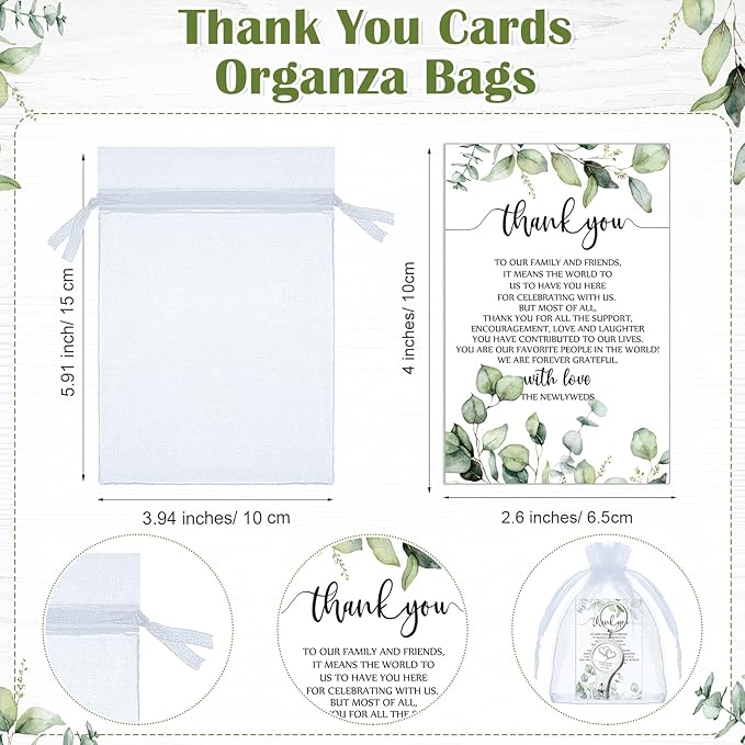 Fulmoon Wedding Multi Function Bottle Opener Nail Clipper Wedding Favors Brewery Cards White Organza Bags for Party Supplies Gift Souvenir Guests Men Women(100 Sets)