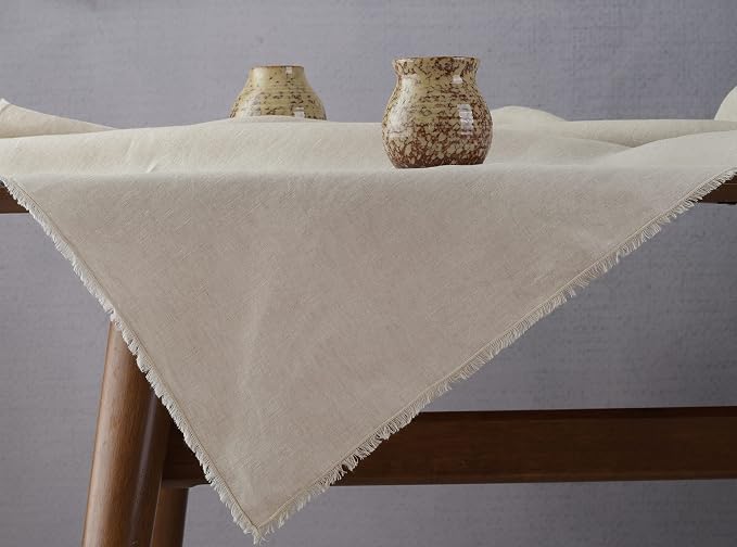 100% Pure Linen Tablecloths for Rectangle Tables with Fringe, 55x120 Inch Linen Table Cloth for Wedding, Party, Easter,Thanksgiving, Christmas Indoor,Outdoor Machine Washable