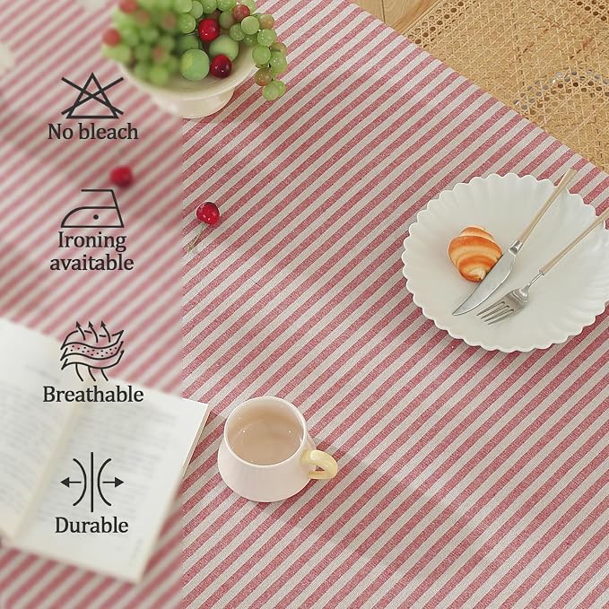 meioro Tablecloths Cotton Linen Tablecloth Simple Style Twill Tablecloths Multi-Purpose Indoor and Outdoor (Red, 36 x 36 Inch)