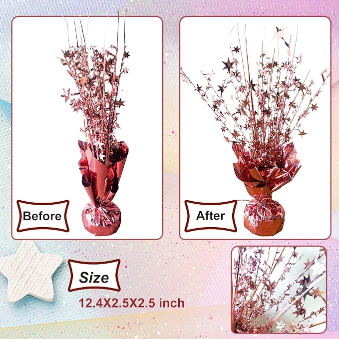 FUBININA 6 Pack Metallic Foil Spray Centerpiece Star Table Decoration Burst Table Centerpieces for Birthday Wedding Anniversary Graduation Holiday Party Supplies Decor, Rose Gold