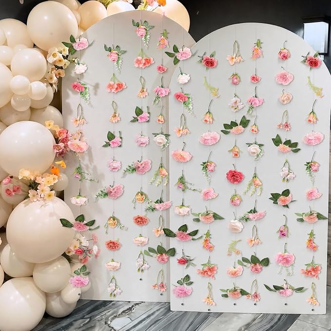 Suncalla 12 Pcs 70.8 ft Wildflower Garland Pre Strung Artificial Hanging Flower Vine Backdrop Decor from Ceiling Floating Silk Floral Garland for Garden Wedding Bridal Shower(Bright,Pink)