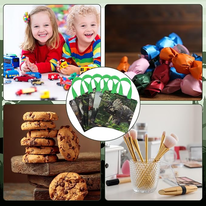 Sweetude 40 Pcs Dinosaur Gift Party Favor Bags with Handle, Non Woven Goodie Bags Birthday Favor for Birthday Baby Shower Packaging Supplies