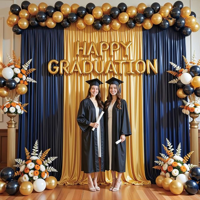 30x10ft Navy Blue Glitter Backdrop Curtain for Parties, Wrinkle Free Satin Photo Backdrop Drapes 6 Panels 5x10FT Shimmer Back Drop Cloth for Wedding Birthday Baby Shower Photography Background Decor