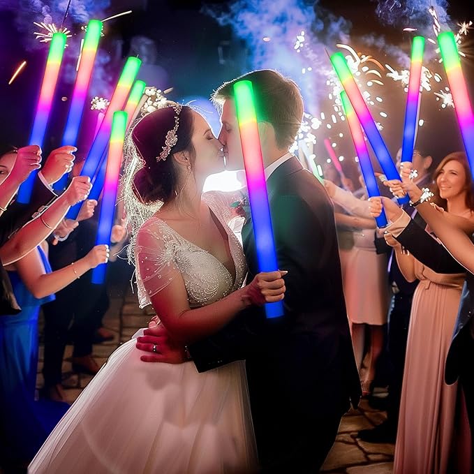 68 Pack Led Foam Sticks Bulk, Wedding Glow Sticks for Reception Props, White Light-up Sticks for Wedding，Light up foam Sticks, Party Light Sticks Pack, Light Sticks for Parties Bulk