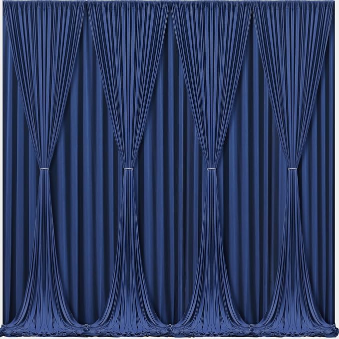 Navy Blue Backdrop Curtains-Wrinkle-Free Navy Blue Curtains Polyester Photography Drapes Wedding Background for Baby Shower Birthday Graduation Party Decorations - 40 X10FT