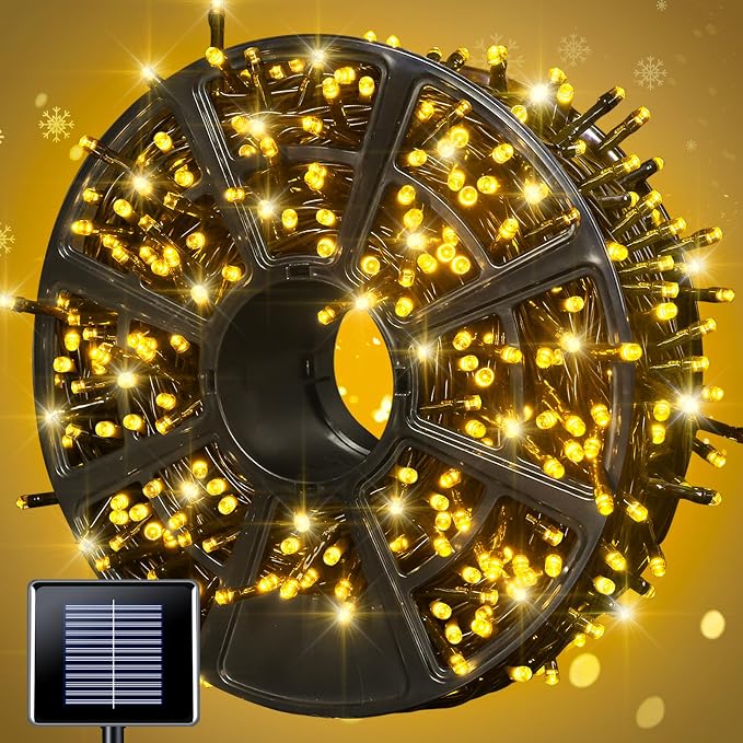 JMEXSUSS 600 LED Solar String Lights Outdoor Waterproof, Solar Christmas Lights Outdoor, 8 Modes Christmas Light for Outside Patio Yard Tree Decorations