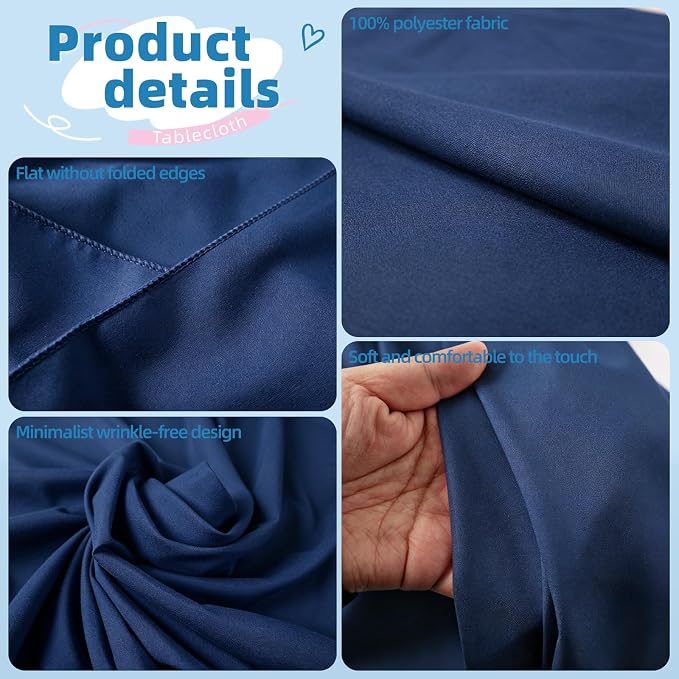 WIGENIUS 6 Pack Blue Table Cloth Rectangle Tablecloths 70X120 Inch,Polyester Table Cloth for 8 Foot Rectangle Tables,Wrinkle Resistant Washable Fabric Table Covers for Party,Wedding Banquet