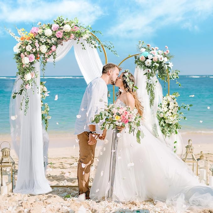 Metal Arch Backdrop Stand 7.2FT+6FT Wedding Arch Backdrop Stand Set of 2 Gold Backdrop Arch Stand Wedding Arch Frame for Wedding Ceremony Birthday Party Decoration Arbors of Metal