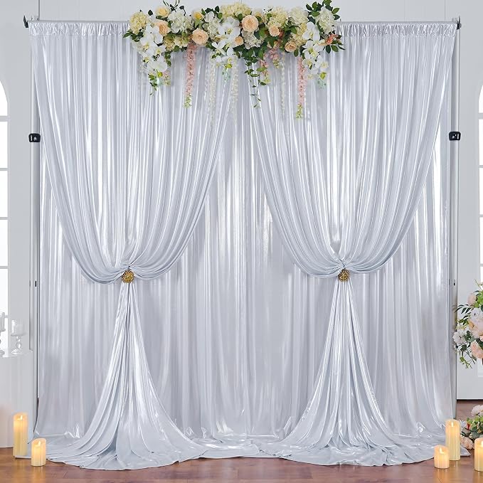 20×10FT Silver Sequin Backdrop Curtains Wedding Backdrop Drapes Wrinkle-Free Thick Glitter Photo Background Fabric for Birthday Graduations Friendgiving Christmas Party Photography Stage Decor