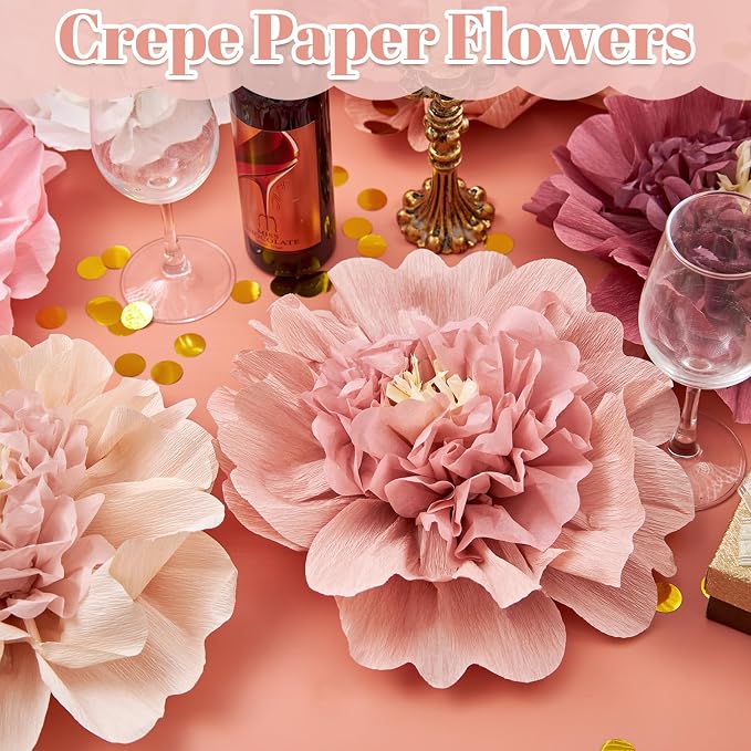 12Pcs Boho Large Paper Flowers 12'' Giant Paper Flower Decorations for Wall