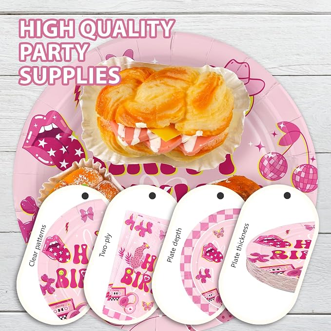 96Pcs Pink Checkered Preppy Graduation Decoration Pink Smiley Face Preppy Plates and Napkins Smile Face Y2k Tableware Set for Girls Graduation Birthday School Party Supplies Serves 24