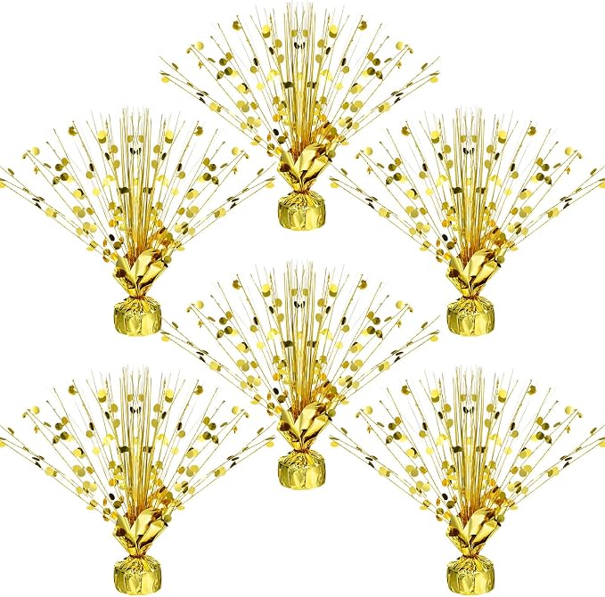 Crowye 6 Pcs Gold Metallic Foil Spray Centerpiece Table Decoration Gold Round Spray Centerpiece for Party Table Decor for Holiday Birthday Party