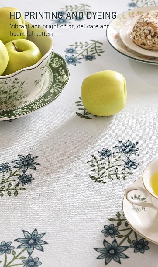 ISAENNE Designer French Linen Small Square Tablecloth,55"x55"-Mosella F | Vintage Elegant Table Cloth for Square Table,Floral Pattern,Durable,Heavyweight,Dining Room,Kitchen,Thanksgiving,Decor