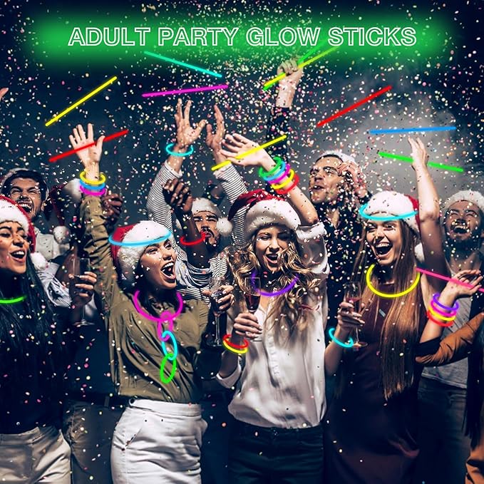 JICUICUI Glow Sticks Bulk Party Pack- Ultra Bright 500PRO Glow in the Dark Party Supplies, Neon Party Favors, Glow Sticks Party Supplies Glow Necklaces and Glow Bracelets with Connectors
