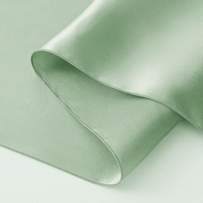 Horbaunal 2 Pack Sage Green Satin Table Runner 12 x 108 Inch, Smooth Table Runners for Wedding Banquets Birthday Party