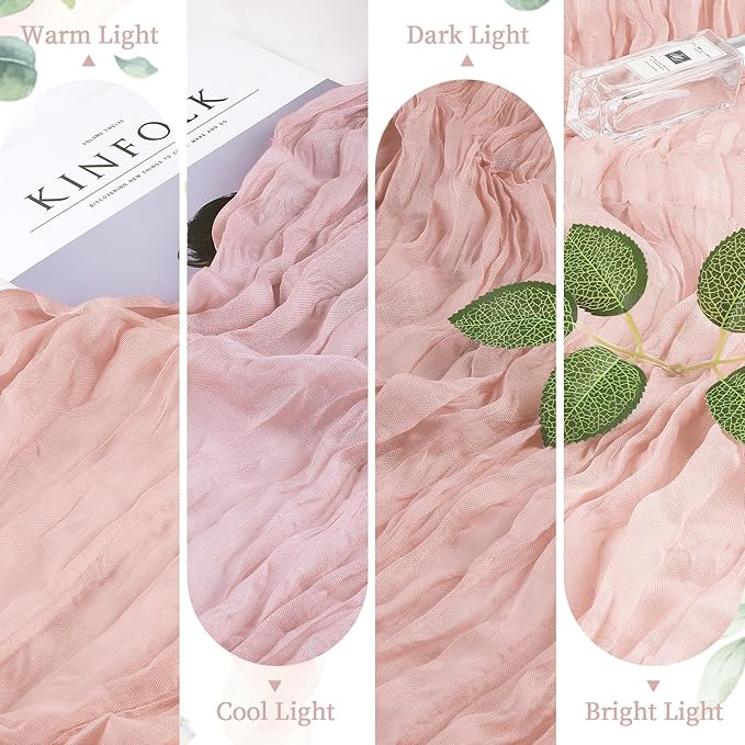 Dusty Pink Mother’s Day Cheesecloth Table Runner 10FT Long Easter Spring Boho Gauze Table Runner Rustic Sheer Runner for Wedding Bridal Baby Shower Birthday Holiday Party Table Decor Easter Decor