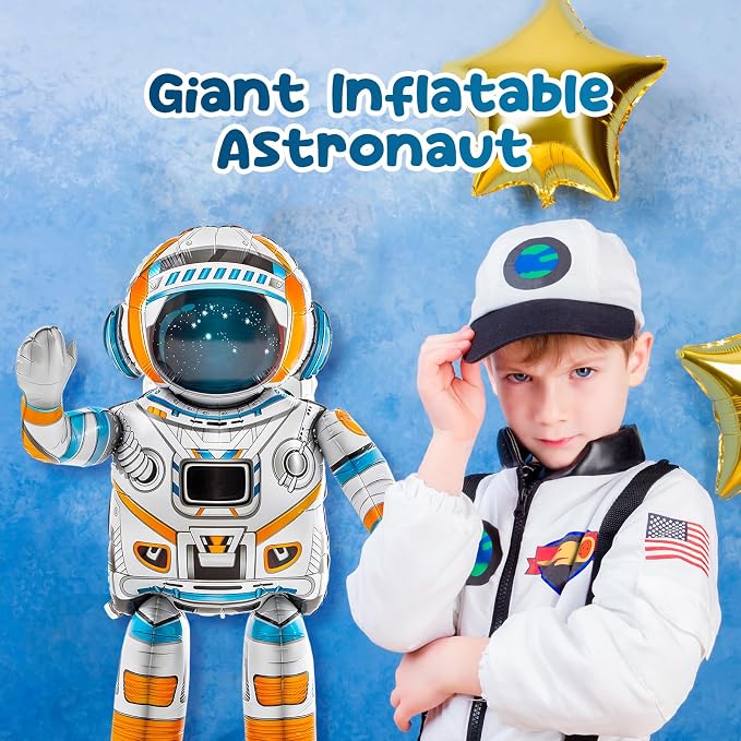 Jenaai 2 Pcs 53 Inch 4d Standing Inflatable Spaceman Astronaut Balloons, Large Inflatable Astronaut Toys Outer Space Balloon Party Decorations for Galaxy Planet Theme Birthday Party Supplies