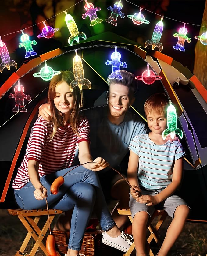 AceList Space String Lights, 50 LED Color-Changing Fairy Lights with Battery&USB Powered for Children's/Kids' Rooms, Space-Themed Party, Christmas and Bedroom Decor