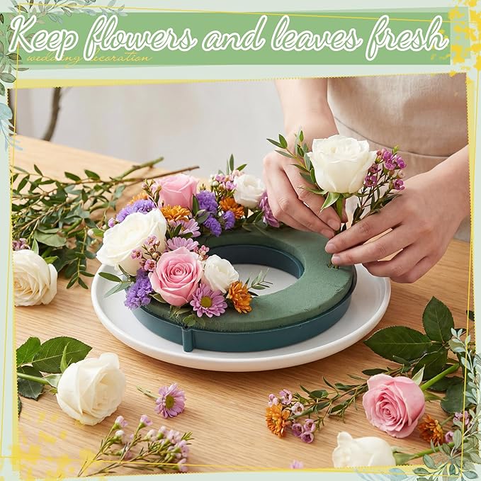 Joyfolk 6 Pcs 10 Inch Floral Foam Rings Round Green Flower Wet Foam Ring Flower Arrangement Kit for Florist Wedding Decoration for Birthdays, Home, Parties