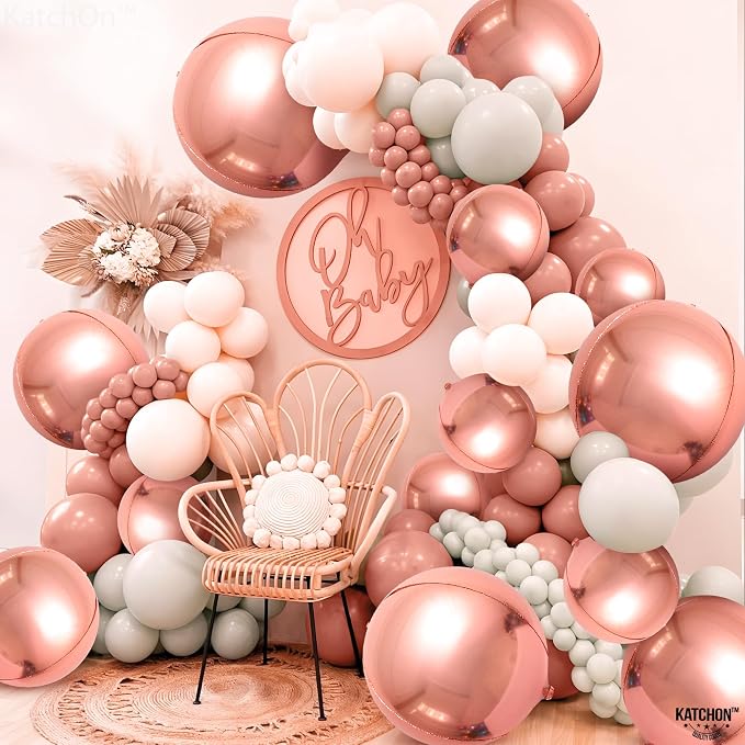 KatchOn, Rose Gold Balloons - 22 Inch, Pack of 14 | Rose Gold Foil Balloons for Sweet 16 Party Decorations, Mothers Day Decorations | Rose Gold Party Decorations, Birthday Decor for Women, Engagement