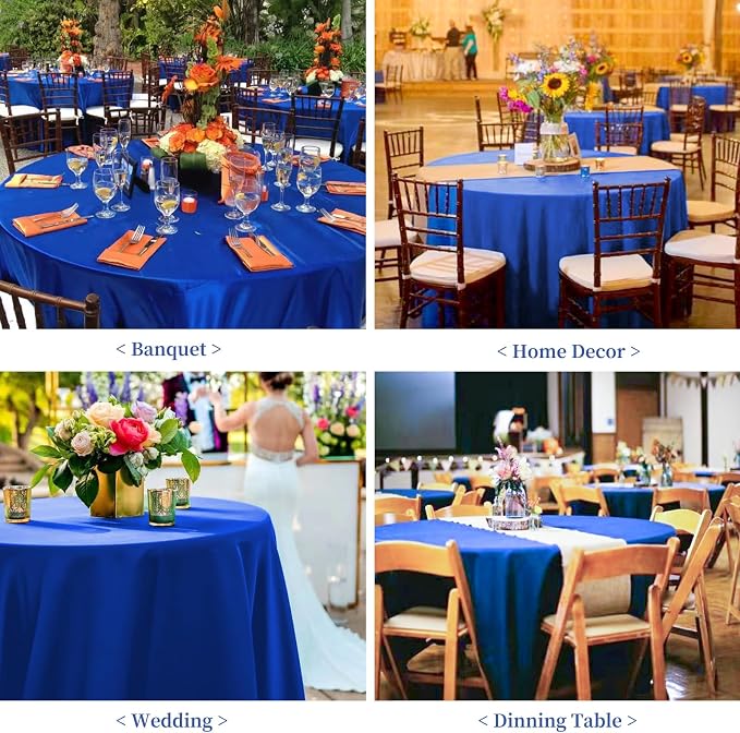 Pesonlook 12 Pack Round Tablecloth 90inch-Royal Blue Washable Fabric Polyester Round Table Cloths for Wedding/Party/Banquet/Dining/Buffet Table