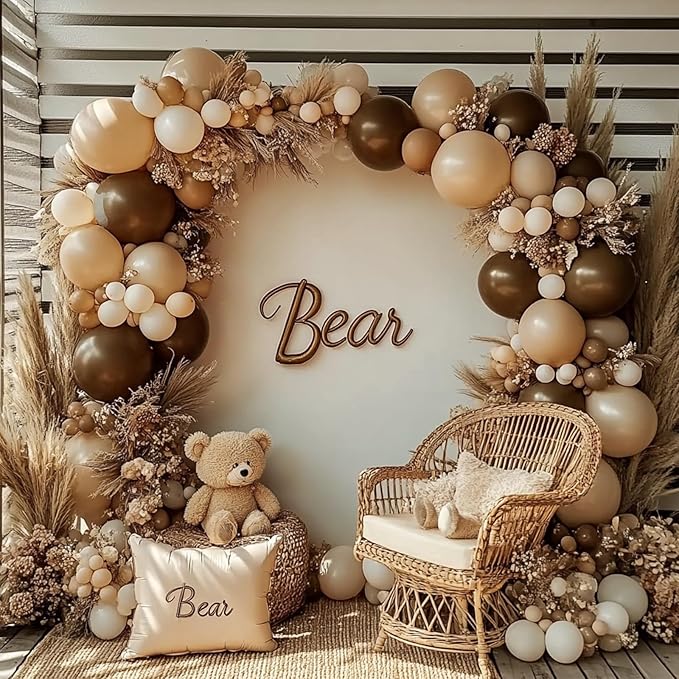 Dark Brown Balloons, 98PCS Double Stuffed Boho Coffee Brown Balloon Garland Arch Kit, 18/12/10/5 Inch Different Sizes for Birthday Graduation Baby Shower Boho Neutral Luau Mocha Party Decorations