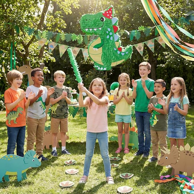 VINTS Dinosaur Pinata,Kids Dino Piñata with Blindfold, Dinosaur Themed Party Decor,Perfect for School Parties, Birthday Parties (16.93 × 12.6× 3.15in)
