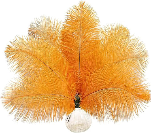 10pcs Natural Golden Yellow Ostrich Feathers 14-16inch 35-40cm for Wedding Party Centerpieces, Easter Home Decorations