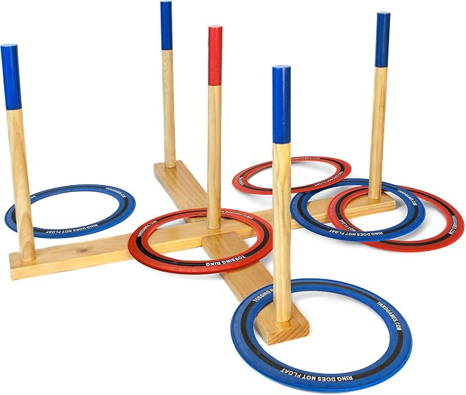 Yard Games Giant Ring Toss with Soft-Touch Tossing Rings and Finished Wood Target