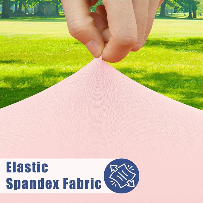 Moosfor Spandex Square Table Cloth 6 Pack, Elastic Fitted Tablecloths for Picnic, Stretch Washable Patio Table Cover for Outdoor, Camping, Banquet and Parties (Pink, 34"x34")