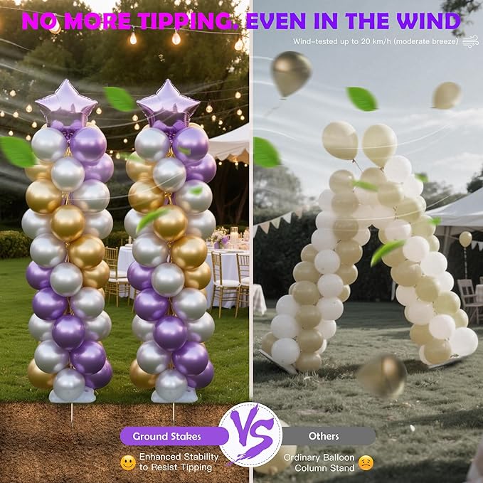 YALLOVE Balloon Column Stand Kit, Sets of 2 Telescoping Balloon Stand, Height Adjustable Balloon Tower Pillar with Reusable Metal Telescopic Design for Party Decoration