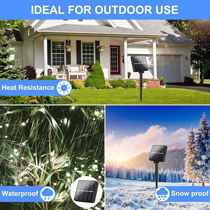Brightever Solar String Lights Waterproof 288FT, 4-Pack Each 72FT 200 LED Solar Powered Fairy Lights with 8 Modes, Solar Twinkle Lights for Outside, Tree, Backyard, Balcony, Christmas (Daylight White)