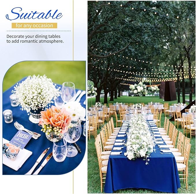 Showgeous 4 Pack Royal Blue Tablecloth 60 x 126 Inch, Rectangle Tablecloth for 8 Foot Table, Stain and Wrinkle Resistant Washable Polyester Table Cloth Cover for Wedding Dining Table Buffet Parties