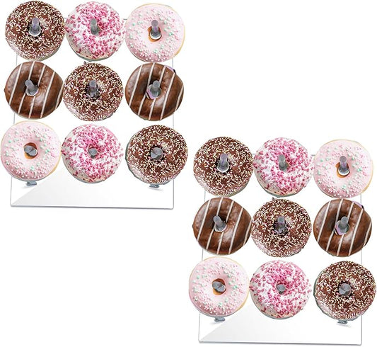 Donut Stand, 2 Pack Acrylic Donut Wall Display Stand, Clear Bagels Holder for Party, Wedding Birthday Events Baby Shower (2 Pack)