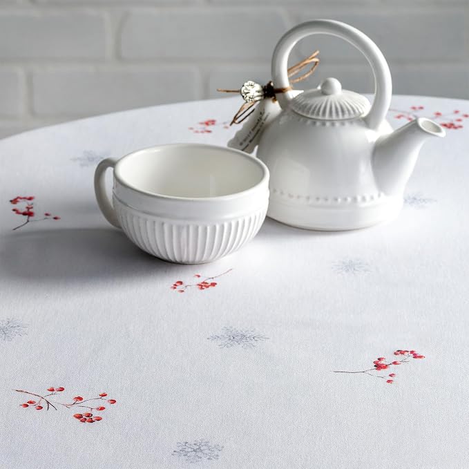 Maison d' Hermine Table Cloth Round Table 100% Cotton 69 Inches Fall Tablecloth Reusable Everyday Use for Thanksgiving Christmas Decorations Dining Farmhouse Party (Fairy Tale Forest)