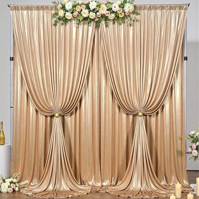 20×10FT Champagne Backdrop Curtain Shimmer Sequin Photo Backdrop Drapes Wrinkle-Free for Wedding Party Background Birthday Graduation Back Drop Bridal Baby Shower Christmas Halloween Stage Decor