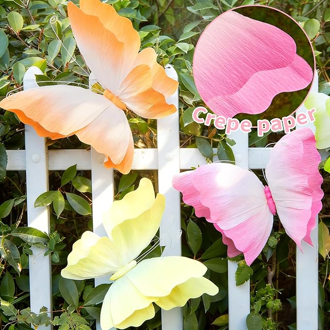SUNBEAUTY Butterfly Party Decorations Hanging Gradient Colors Butterfly Decorations Paper Garden 3D Butterflies Decor Pastel Paper Butterflies Decoration for Wedding Baby Shower Birthday Party Room