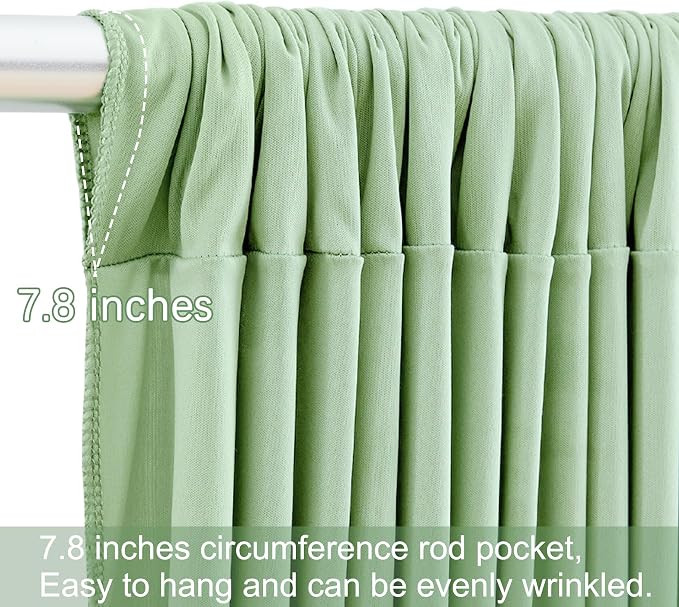 8 Panels Sage Green Backdrop Curtains for Wedding Party Wrinkle Free Backdrops Curtain Drapes Fabric Decorations Photo Back Drop Cloth for Baby Shower Photography Stage Reception 40ft(W) x 12ft(H)