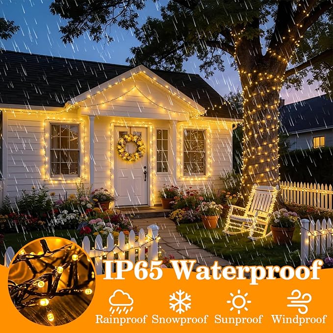 Extra Long 264Ft 800 LED Christmas Lights with Timer, Green Wire Fairy Starry String Lights Plug in, 8 Modes and Memory, forIndoor Outdoor Xmas Tree Wedding Party Decoration,Warm White