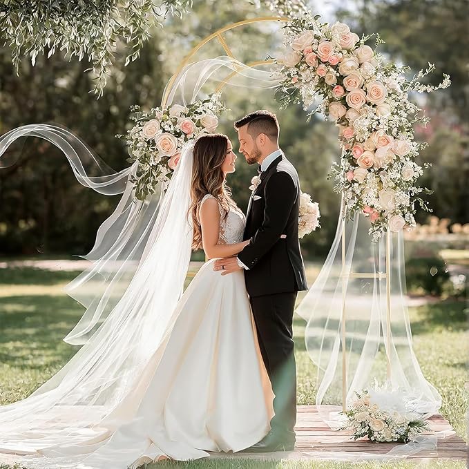 GRENTY Open Arch Backdrop Stand,7.2 FT Metal Double Arch Backdrop Frame U Shaped Wedding Arches for Wedding Ceremony, Baby Shower, Birthday Party, Graduation Party