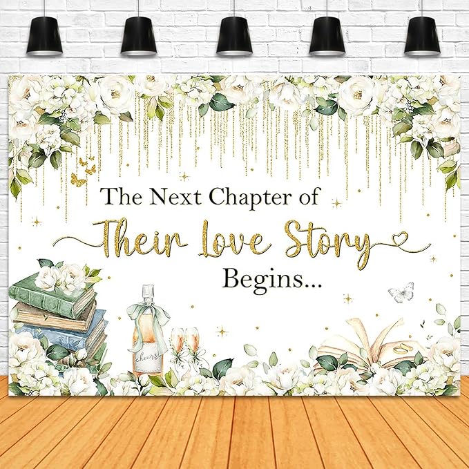 Wedding Backdrop 7x5ft White Floral The Next Chapter of Their Love Story Begins Party Decorations Background Cheers to Wedding Bridal Shower Engagement Banner Photo Booth Props