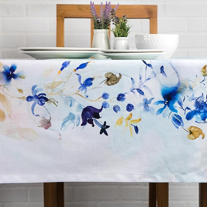 Maison d' Hermine Table Cloth Square Table 100% Cotton 60 x 60 Inches Tablecloth Reusable Decorative for Dining Kitchen Room Farmhouse Party Home Hotel Restaurant Spring Summer - Lazy Summer Days