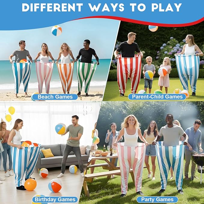 Granny Pants Outdoor Game,Giant Oversized Granny Funny Pants Set with Bouncy Balls & Pump for Family Reunion Party Field Game