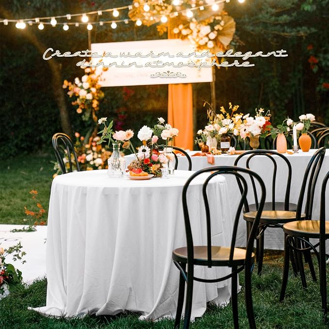 4 Pack White Round Tablecloth 120 Inch - Circle Polyester Table Cloth for Round Table, Stain and Wrinkle Resistant Washable Fabric Table Cover for Wedding Party Banquet Restaurant Reception Dining